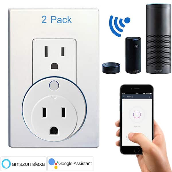 Google Home 1 pack Wireless Smart Outlet Compatible With Alexa Echo Loviness Mini WiFi Smart Plug IFTTT for Voice Control,Remote Control with Timing Function No Hub Required 