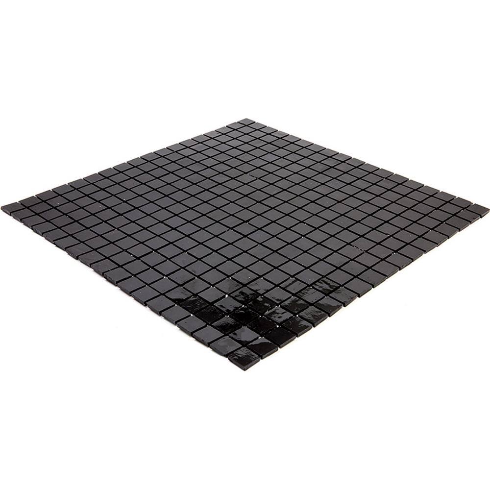 Skosh Glossy Black Glass Mosaic Wall and Floor Tile