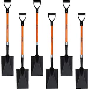 Metal Spade Shovel 41 in. Durable Handle Length Fiberglass Rubber Grip D-Handle Multi-purpose (6-Pack)