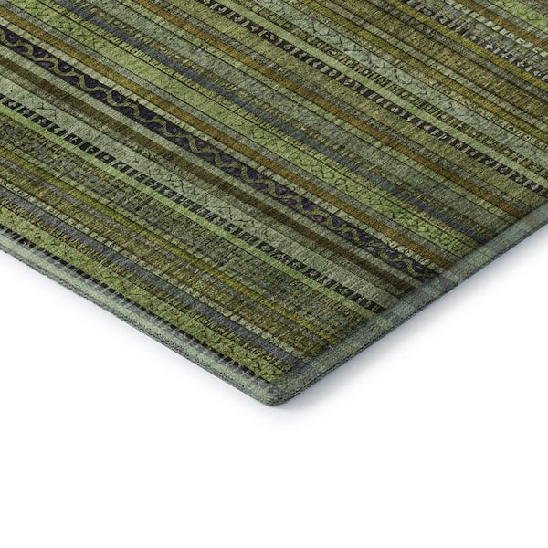 Mayfield Premium Machine Washable Abstract AMF1654 Green 3 ft. x 5 ft. Area Rug