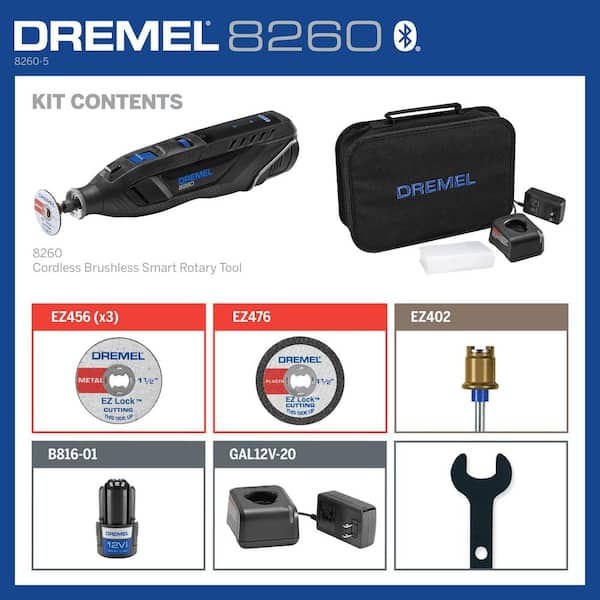 Dremel 8220 12VMax Cordless Rotary Tool with Flex-Shaft, Accessory Kit  Bundle 