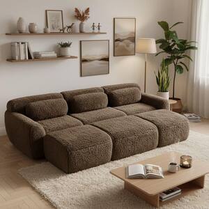 Homy Casa 114.7 in. 4-Seat Plush Microfiber L-Shaped Modular Sectional ...