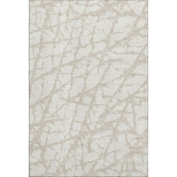 Mayfield Premium Machine Washable Abstract AMF972 Ivory 10 ft. x 14 ft. Area Rug