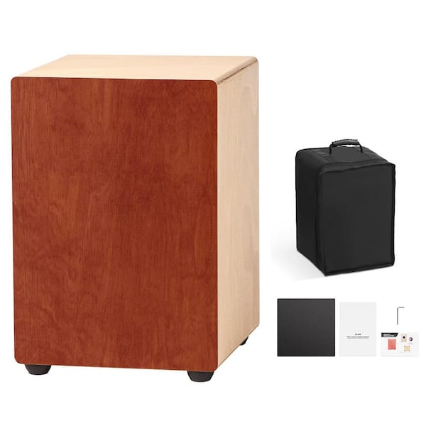 Cajon Box Drum 12 x 12 x 17 in. with Internal Guitar Strings Lightweight Wooden Percussion Box Portable Birch Wood Drum