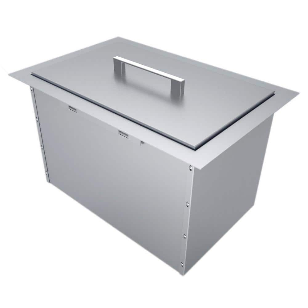 Sunstone 14 in. x 12 in. 304 Stainless Steel Over/Under Single Basin Insulated Wall Ice Chest with Cover