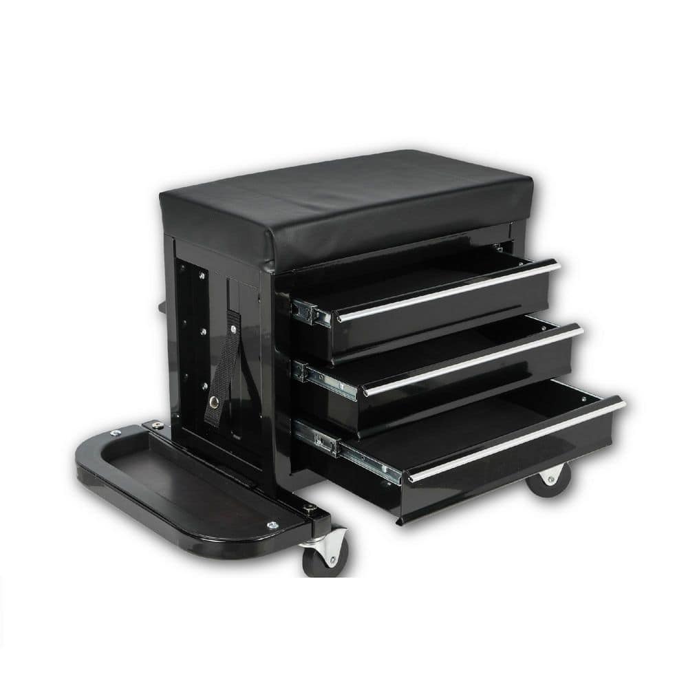 3-Drawer Tool Chest Rolling Mechanic Seat (26 in. W) with Tool Trays, 350 lbs. Max Weight Capacity, Black price history on PriceWatchPro
