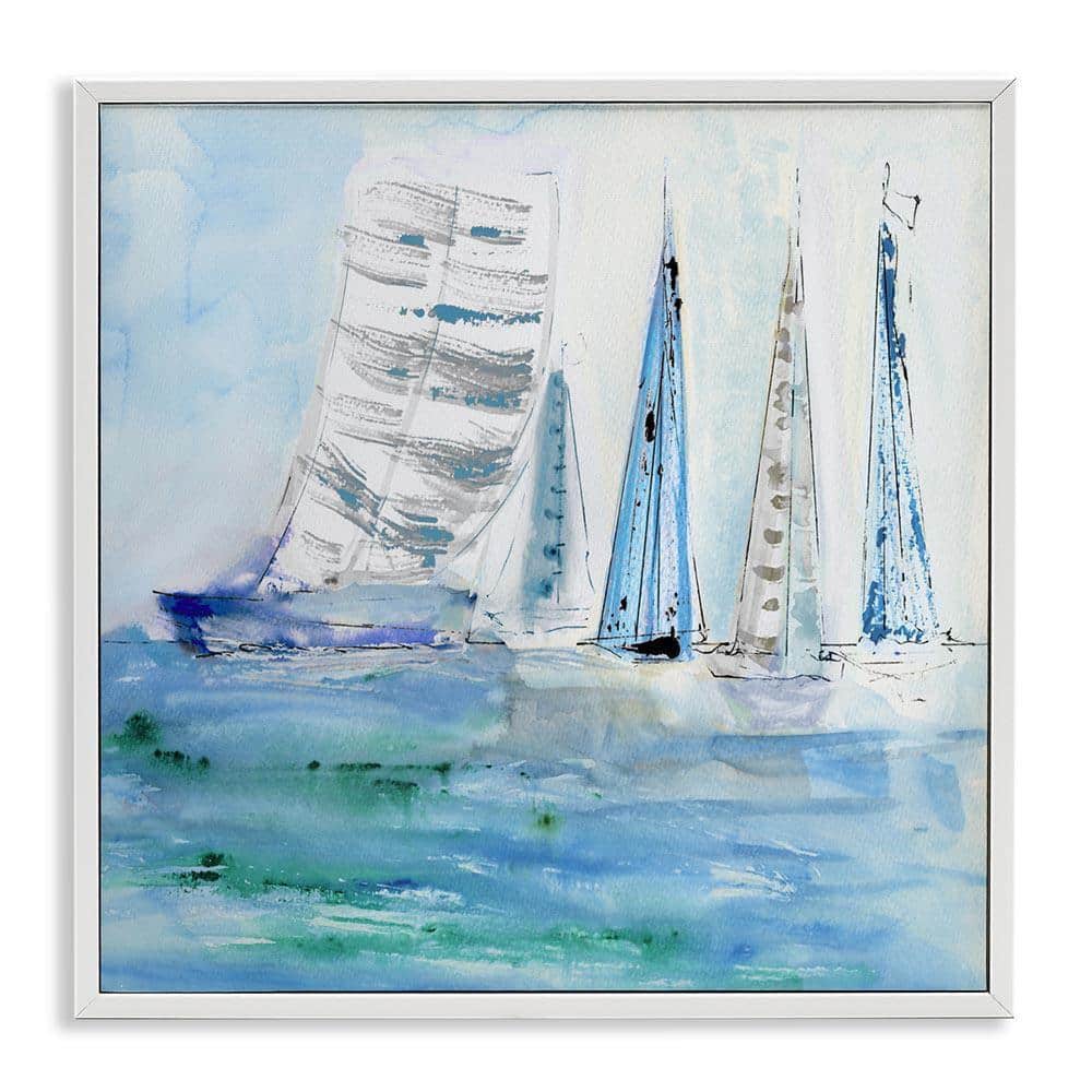 UPC 199235828876 product image for Maritime Outlined Sailboats by Val Rhodes White Framed Typography Giclee Art Pri | upcitemdb.com