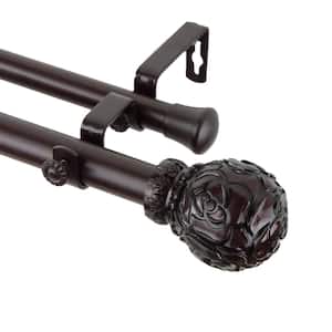 Rosy 160 in. - 240 in. Adjustable 1 in. Dia Double Curtain Rod in Mahogany