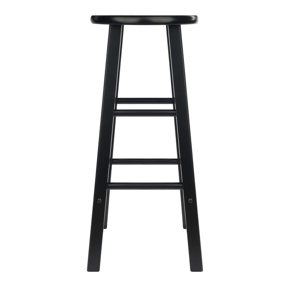 Transitional Solid Wood 29" Adjustable Black Bar Stool Set