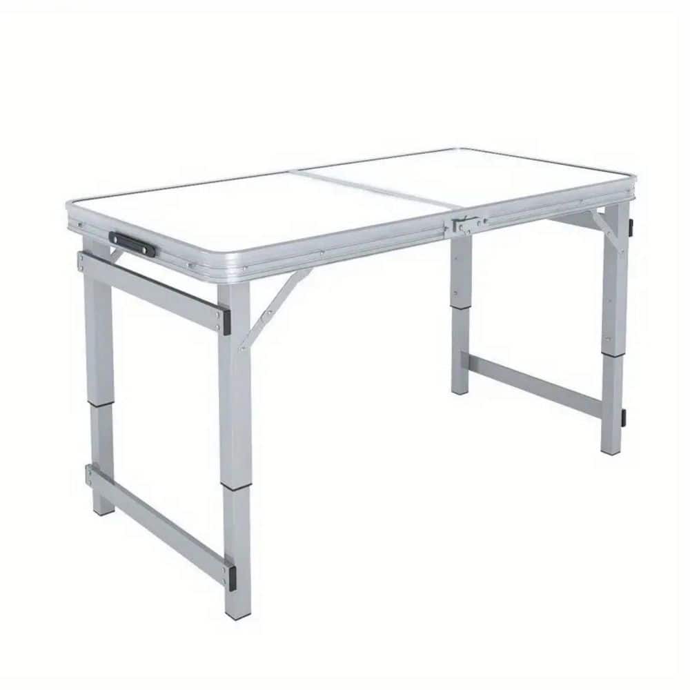 48 in. Silver Rectangle Aluminum Folding Portable Outdoor Picnic Table