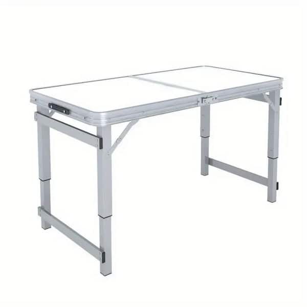 Unbranded 48 in. Silver Rectangle Aluminum Folding Portable Outdoor Picnic Table