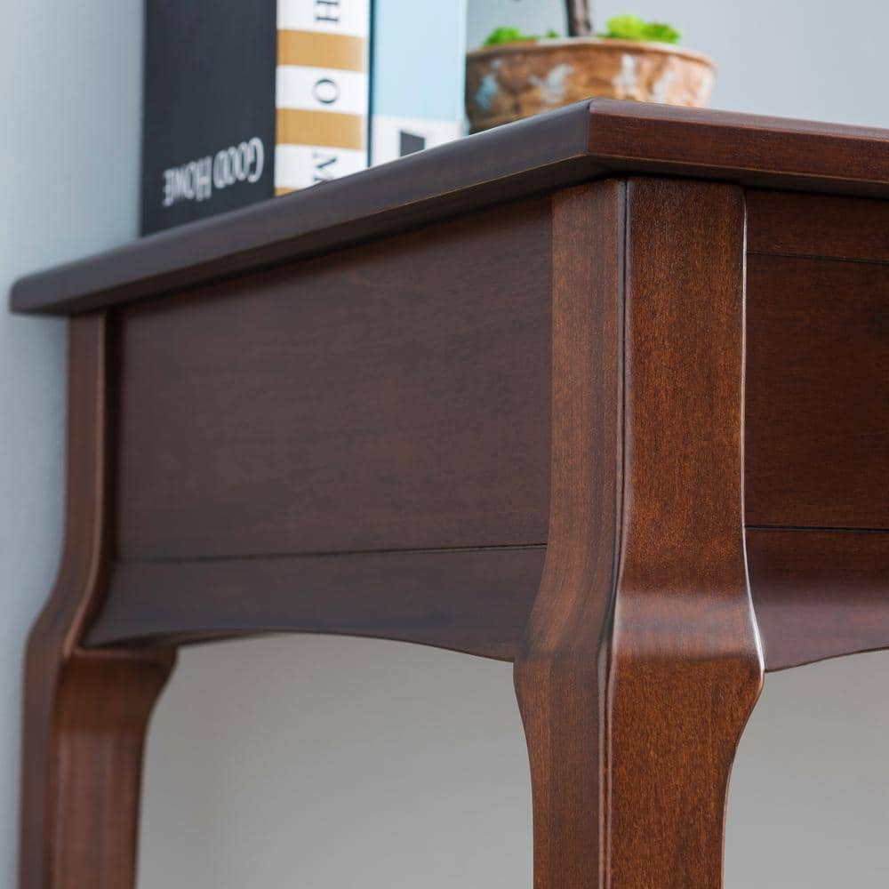 Stratus 42" Dark Cherry Wood Writing Desk with Drawer