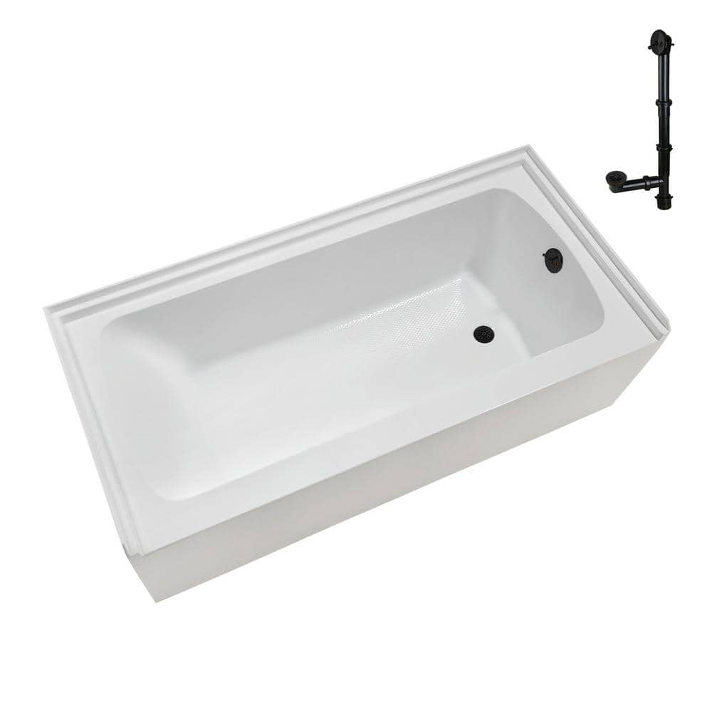 60 in.x 30 in. Soaking Acrylic Alcove Bathtub with Right Drain in Glossy White External Drain in Matte Oil Rubbed Bronze price history on PriceWatchPro