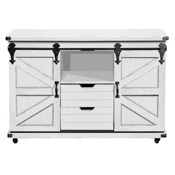 StyleCraft Presley White Accent Cabinet with 2-Drawer and Open Center Cabinet