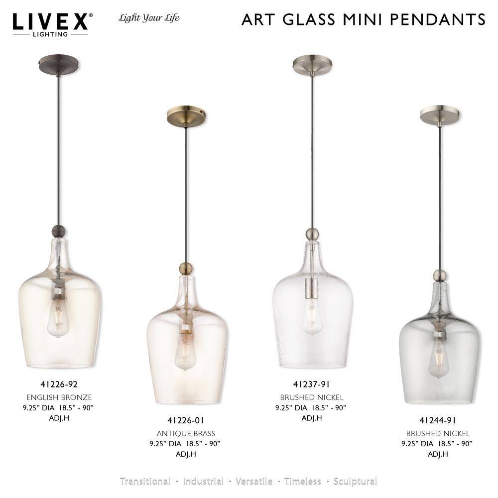 Brushed Nickel Mini Pendant with Smoke Glass Shade