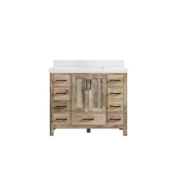 Willow Collections Malibu Mango 42 in. W x 22 in. D x 36 in. H Bath Vanity in Natural with 2 in. Empira Quartz Top