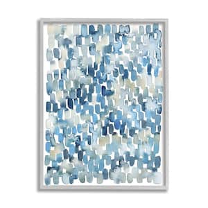 "Coastal Tile Abstract Soft Blue Beige Shapes" by Grace Popp Framed Abstract Wall Art Print 24 in. x 30 in.