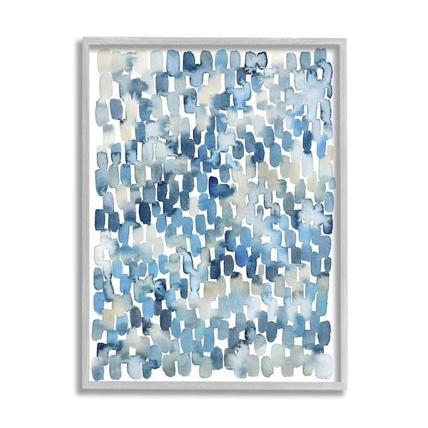 "Coastal Tile Abstract Soft Blue Beige Shapes" by Grace Popp Framed Abstract Wall Art Print 16 in. x 20 in.