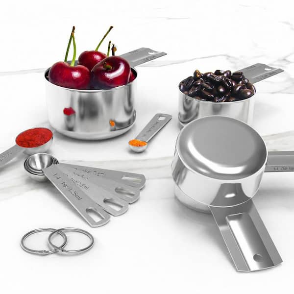 10-Piece Stainless Steel Measuring Cups and Spoons Set, Kitchen Gadgets for Cooking and Baking