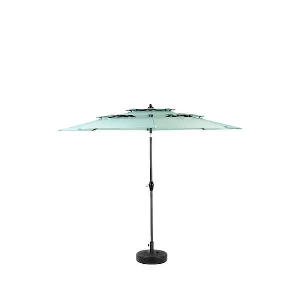 Lycvki 10 ft. Aluminium Market Auto-Tilt Patio Umbrella in Light Green