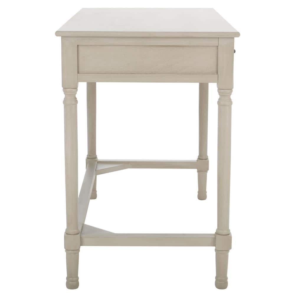 Taupe Wood Writing Desk with Chevron Drawers