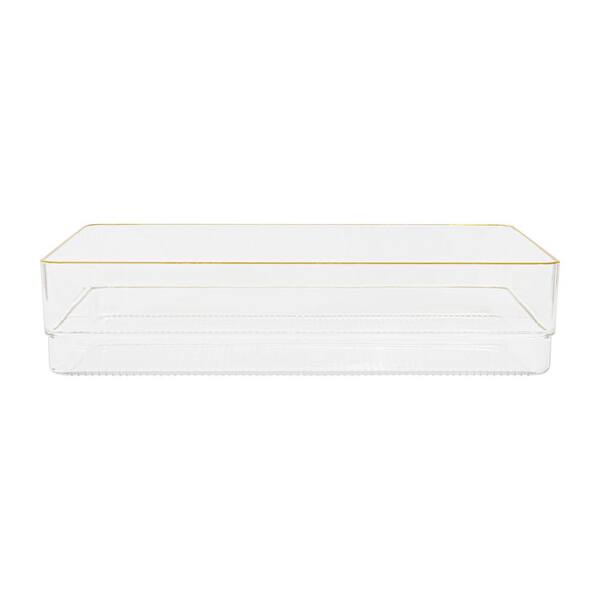 MARTHA STEWART Clear/Gold Trim Desk Organizer BE-PB7357-G-CLRGLD-MS - The  Home Depot