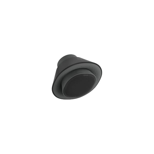 KOHLER Moxie 1-Spray Patterns with 1.75 GPM 5.75 in. Wall Mount Fixed Shower Head with Bluetooth in Matte Black