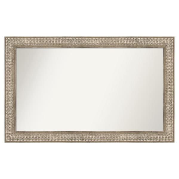 Amanti Art Trellis Silver 48 in. x 30 in. Custom Non-Beveled Wood Framed Bathroom Vanity Wall Mirror