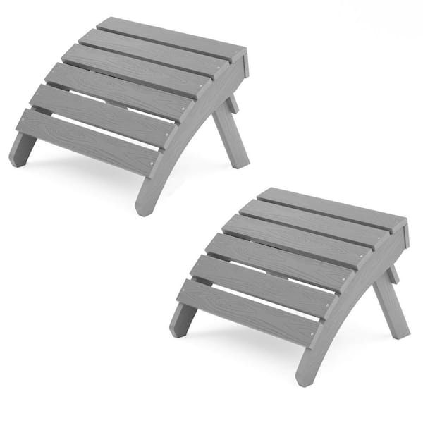 Mximu Grey Plastic Outdoor Folding Adirondack Ottoman (Set of 2)