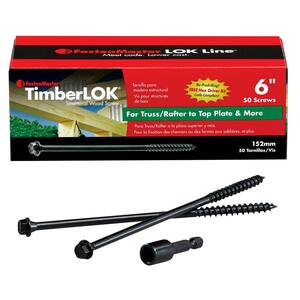 3/16 in. 6 in. TimberLok Coarse Steel External Hex Drive, Hex Head Heavy-Duty Wood Screws (50-Pack)