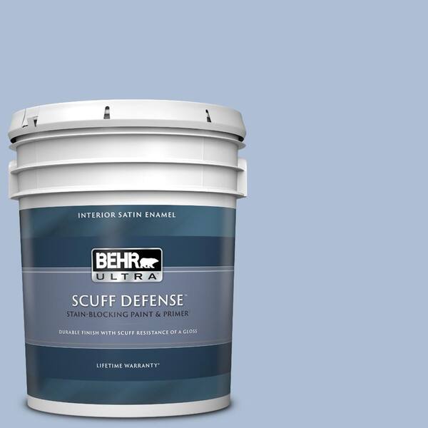 BEHR ULTRA 5 gal. #580E-3 Sweet Blue Extra Durable Satin Enamel Interior Paint & Primer