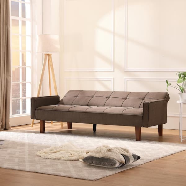 38.2 in. W Brown Linen Single Size Sofa Bed S712-SOFBED-BRO - The Home Depot