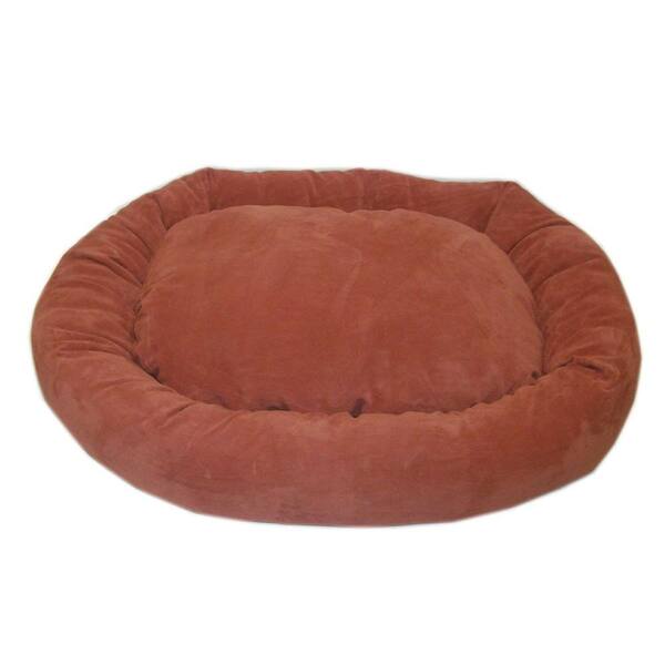 Unbranded Large Microfiber Bagel Bed - Earth Red-DISCONTINUED