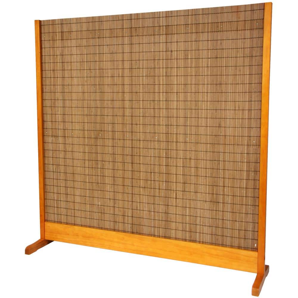76" Honey Bamboo and Mahogany Folding Room Divider