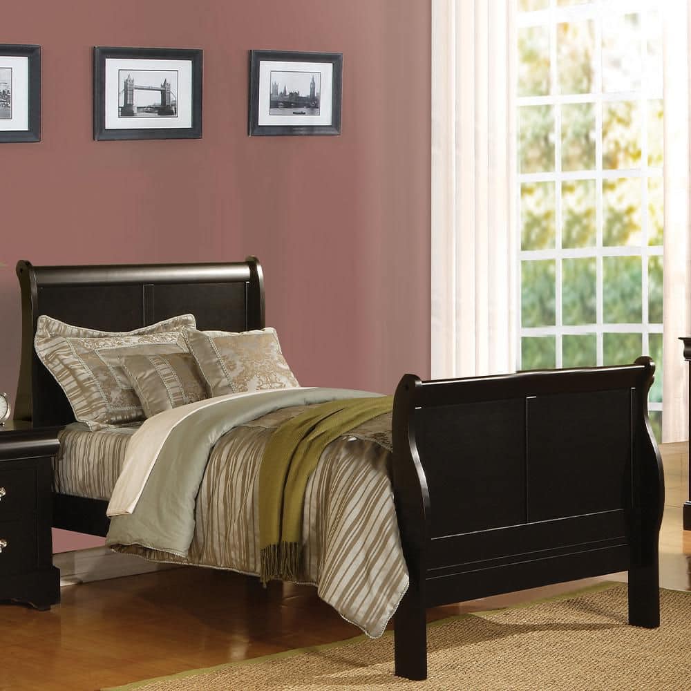Louis Philippe III Twin Bed in Black by Furniture of America