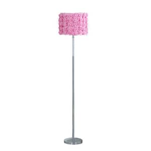 63 in. Pink Roses In Bloom Standard Floor Lamp