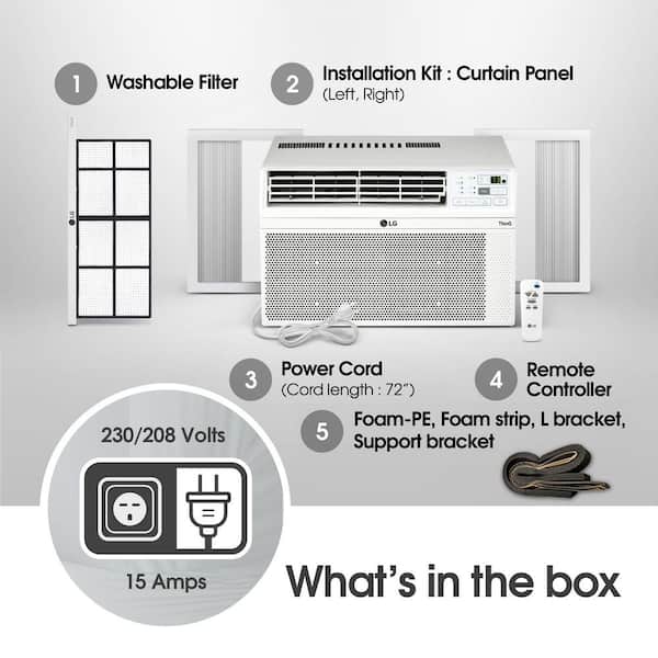 18,000 BTU 230/208-Volt Window Air Conditioner Unit Cools 1000 sq. ft. with Remote, Dehumidifier and in White