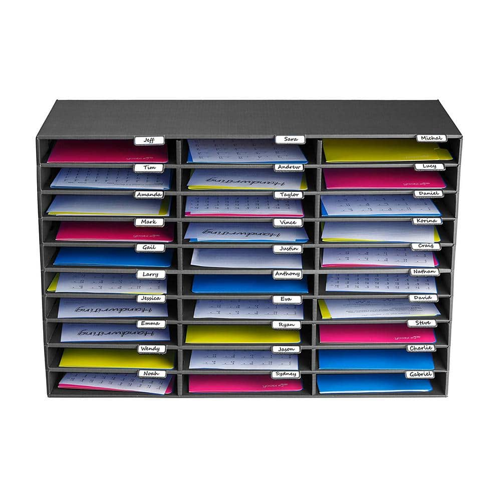 AdirOffice 30-Slot Classroom Paper Literature Organizer File Sorter  Black