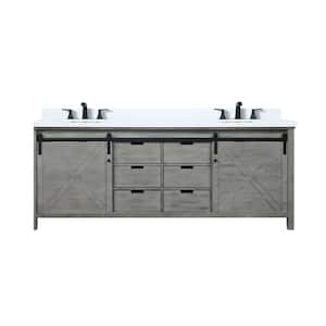Marsyas 84 in W x 22 in D Ash Grey Double Bath Vanity, Cultured Marble Countertop and Faucet Set