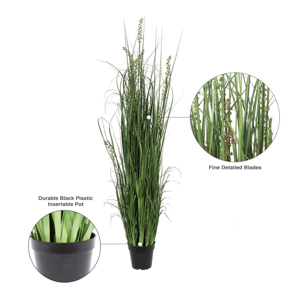 Vickerman 60" Green PVC Artificial Potted Grass Plant