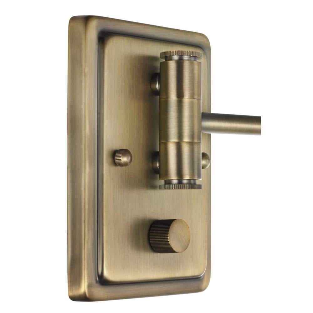 Vintage Brass Adjustable Swing Arm Wall Sconce with Metal Shade