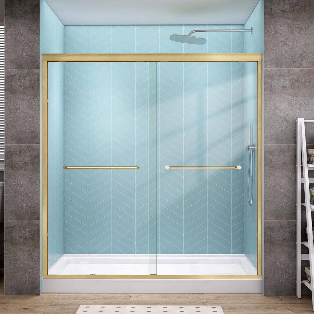 68-72 in. W x 72 in. H Double Sliding Semi-Frameless Shower Door in Brushed Gold Bypass Door with 1/4 in. Clear Glass price history on PriceWatchPro