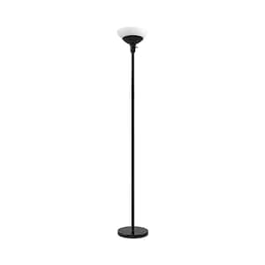 69 in. Black Steel Floor Lamp with Acid Etched Glass Lens