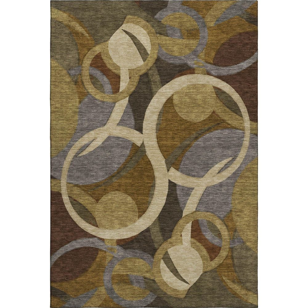 Mayfield Premium Machine Washable Abstract AMF2167 Brown 3 ft. x 5 ft. Area Rug price history on PriceWatchPro