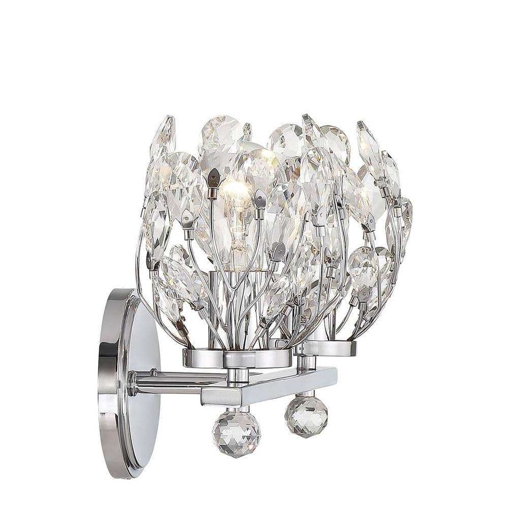 Chrome Crystal 2-Light Dimmable Bathroom Vanity Fixture