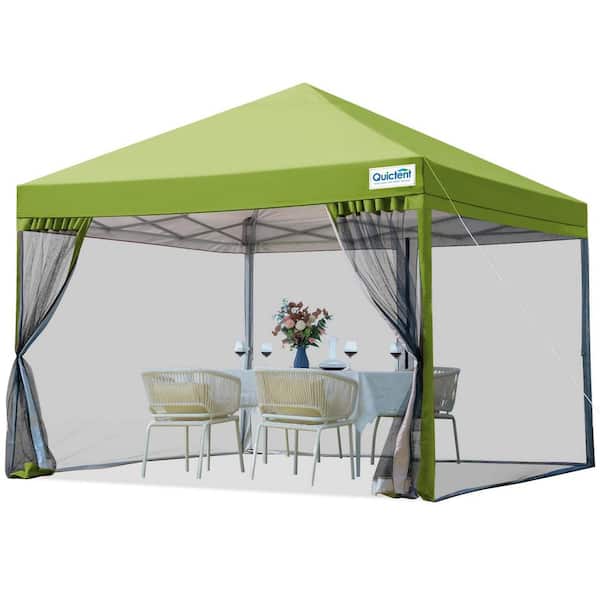 10 ft. x 10 ft.Outdoor Green Pop Up Canopy Tent with Netting Screened, Waterproof and Roller Bag Included