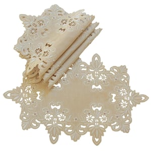 Victorian Lace 12 in. x 18 in. Placemats, Set of 4, Taupe