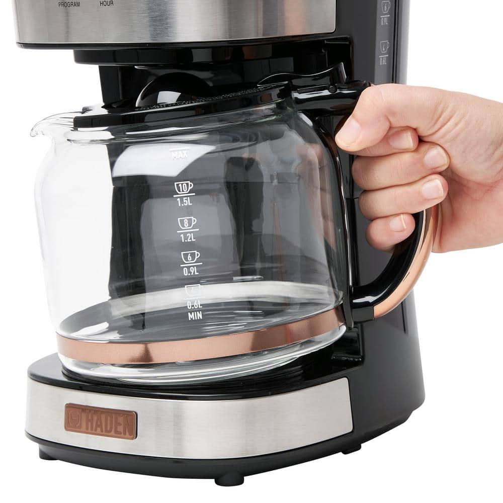Haden 12-Cup Programmable Steel & Copper Drip Coffee Maker