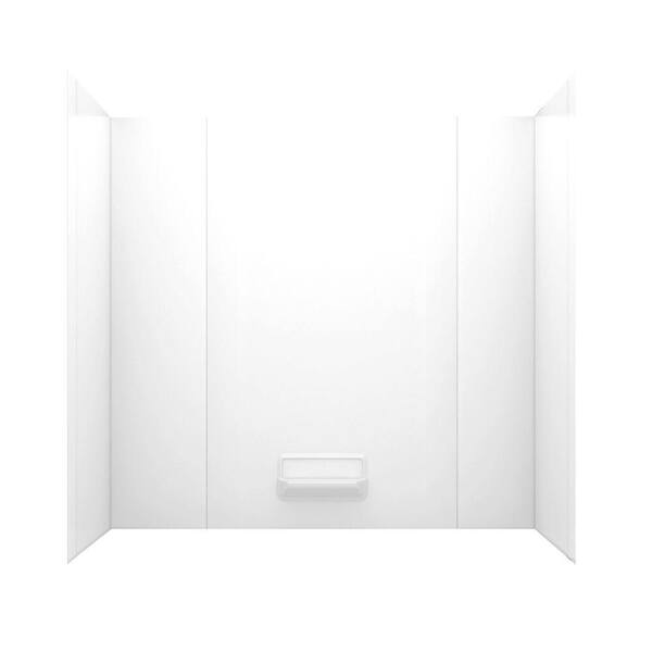 Swan 29 in. x 62 in. x 58 in. 3-Piece Easy Up Adhesive Alcove Tub Surround in White
