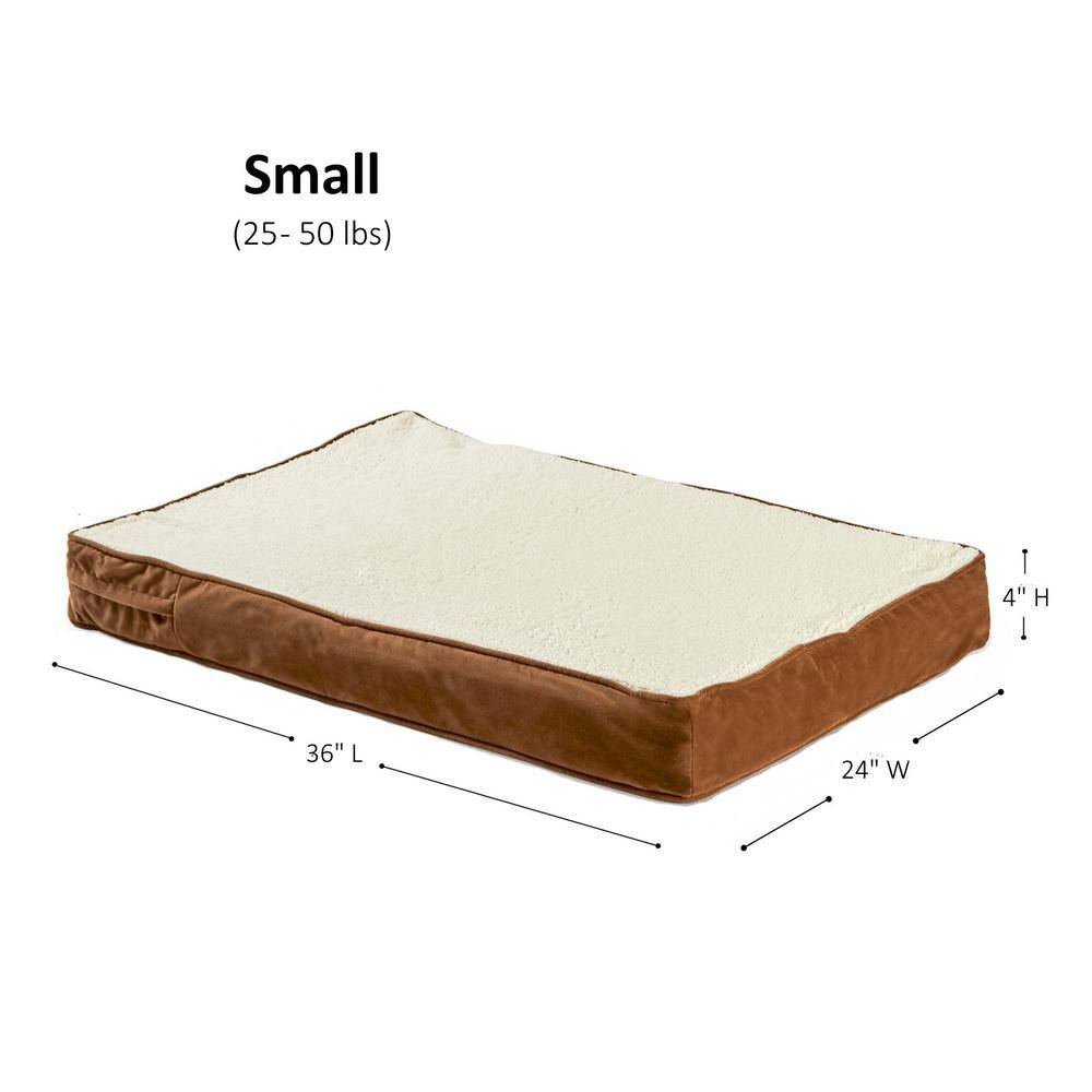 Latte Sherpa Orthopedic Small Dog Bed with Microfiber Cover